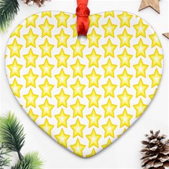 Yellow Orange Star Space Light Heart Ornament (two Sides) by Mariart