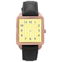 Yellow Orange Star Space Light Rose Gold Leather Watch 