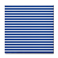 Horizontal Stripes Dark Blue Tile Coasters