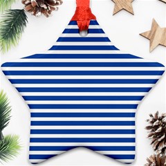 Horizontal Stripes Dark Blue Ornament (Star)