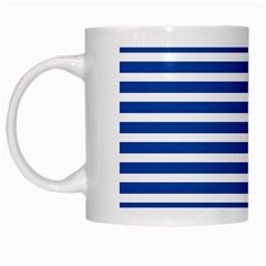 Horizontal Stripes Dark Blue White Mugs by Mariart