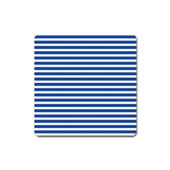 Horizontal Stripes Dark Blue Square Magnet by Mariart