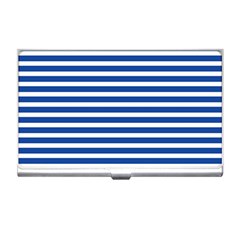 Horizontal Stripes Dark Blue Business Card Holders by Mariart