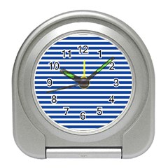 Horizontal Stripes Dark Blue Travel Alarm Clocks