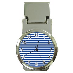 Horizontal Stripes Dark Blue Money Clip Watches by Mariart