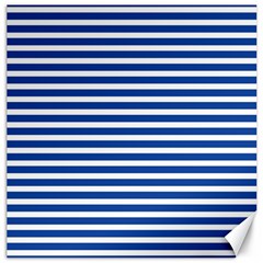 Horizontal Stripes Dark Blue Canvas 16  X 16   by Mariart