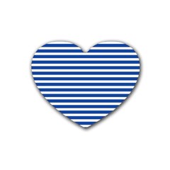 Horizontal Stripes Dark Blue Heart Coaster (4 pack) 