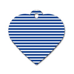 Horizontal Stripes Dark Blue Dog Tag Heart (one Side) by Mariart