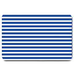 Horizontal Stripes Dark Blue Large Doormat  by Mariart