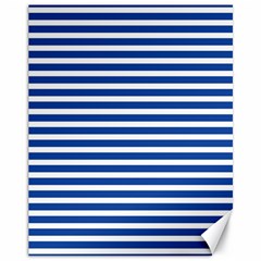 Horizontal Stripes Dark Blue Canvas 11  X 14   by Mariart