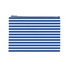 Horizontal Stripes Dark Blue Cosmetic Bag (large)  by Mariart