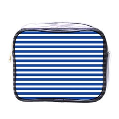 Horizontal Stripes Dark Blue Mini Toiletries Bags