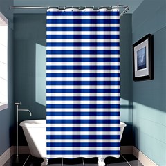 Horizontal Stripes Dark Blue Shower Curtain 36  X 72  (stall)  by Mariart