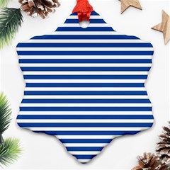 Horizontal Stripes Dark Blue Ornament (Snowflake)