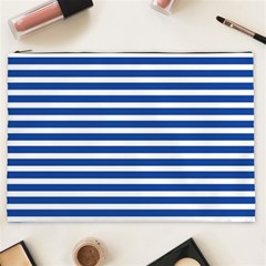 Horizontal Stripes Dark Blue Cosmetic Bag (xxl)  by Mariart