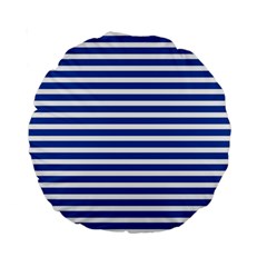 Horizontal Stripes Dark Blue Standard 15  Premium Round Cushions