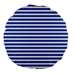 Horizontal Stripes Dark Blue Large 18  Premium Round Cushions