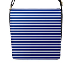 Horizontal Stripes Dark Blue Flap Messenger Bag (l)  by Mariart