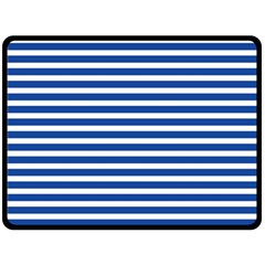 Horizontal Stripes Dark Blue Double Sided Fleece Blanket (large)  by Mariart