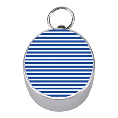 Horizontal Stripes Dark Blue Mini Silver Compasses