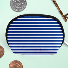 Horizontal Stripes Dark Blue Accessory Pouches (medium)  by Mariart