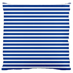 Horizontal Stripes Dark Blue Large Flano Cushion Case (One Side)