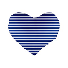 Horizontal Stripes Dark Blue Standard 16  Premium Flano Heart Shape Cushions by Mariart