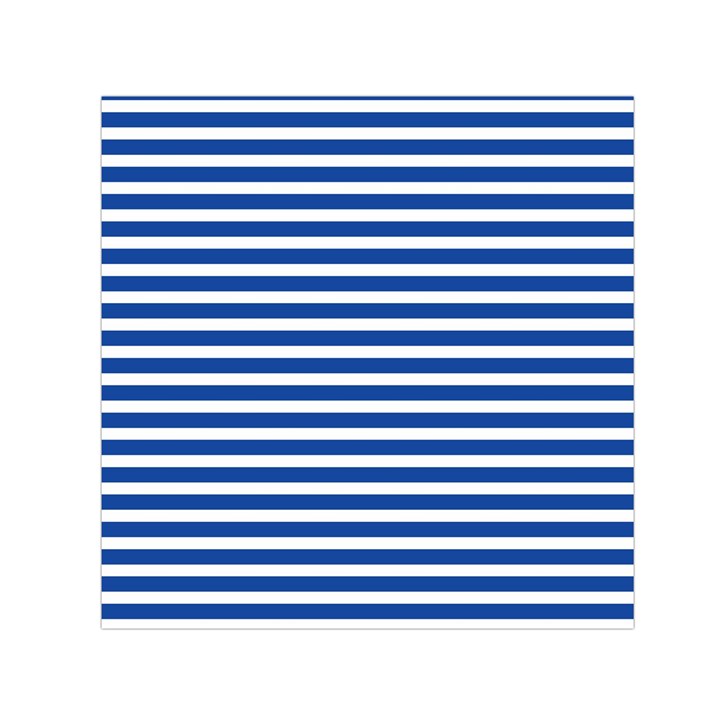 Horizontal Stripes Dark Blue Small Satin Scarf (Square)