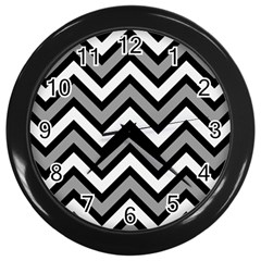 Zig Zags Pattern Wall Clocks (black) by Valentinaart