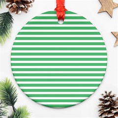 Horizontal Stripes Green Ornament (round) by Mariart