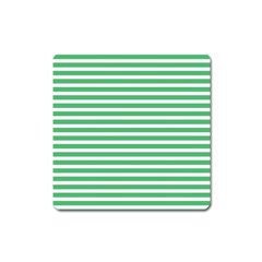 Horizontal Stripes Green Square Magnet by Mariart