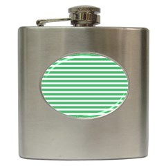 Horizontal Stripes Green Hip Flask (6 Oz) by Mariart