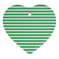 Horizontal Stripes Green Heart Ornament (two Sides) by Mariart