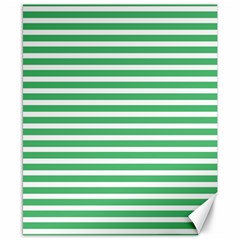 Horizontal Stripes Green Canvas 8  X 10  by Mariart