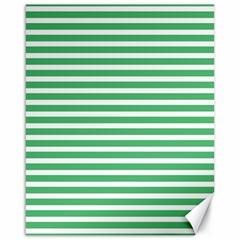 Horizontal Stripes Green Canvas 16  X 20   by Mariart