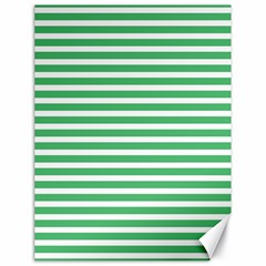 Horizontal Stripes Green Canvas 18  X 24  