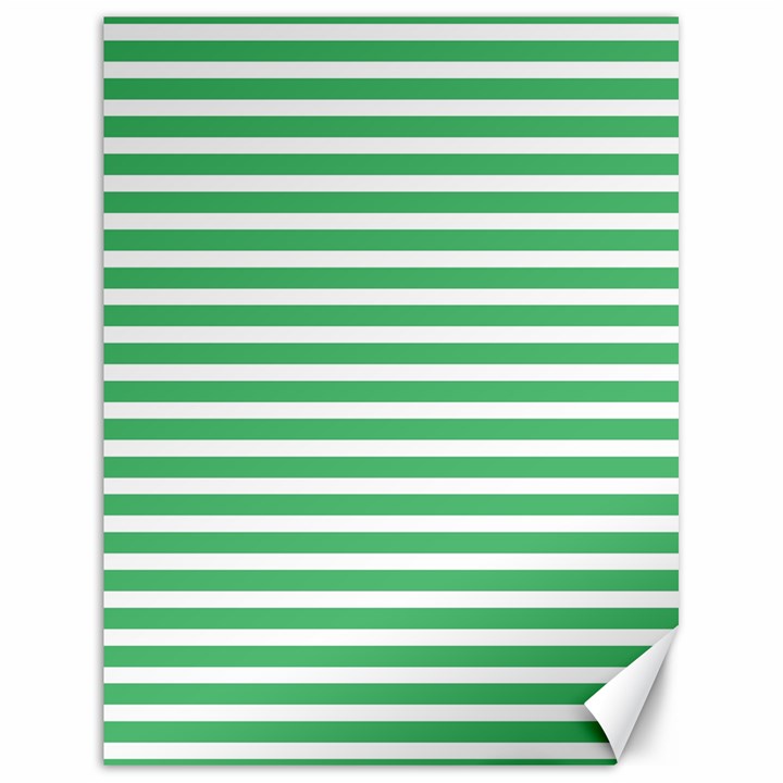 Horizontal Stripes Green Canvas 18  x 24  