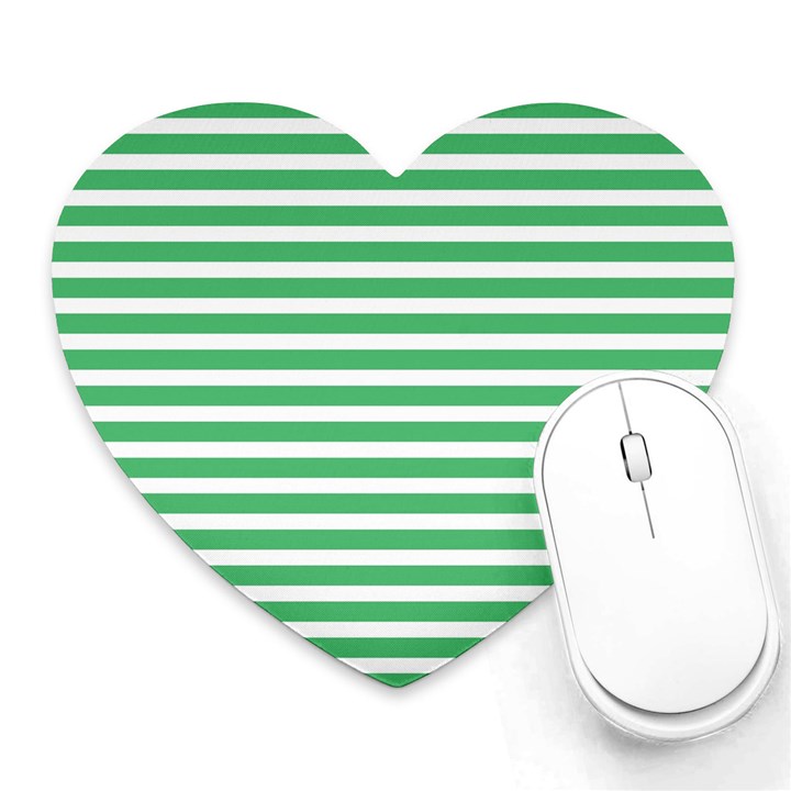 Horizontal Stripes Green Heart Mousepads