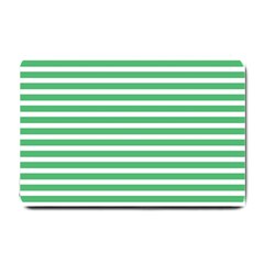 Horizontal Stripes Green Small Doormat  by Mariart