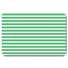 Horizontal Stripes Green Large Doormat  by Mariart