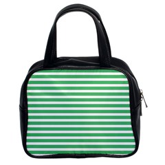 Horizontal Stripes Green Classic Handbags (2 Sides) by Mariart