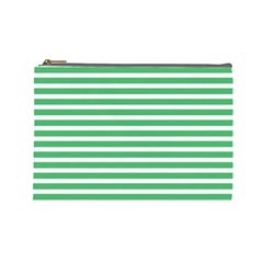 Horizontal Stripes Green Cosmetic Bag (large)  by Mariart