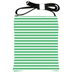 Horizontal Stripes Green Shoulder Sling Bags by Mariart