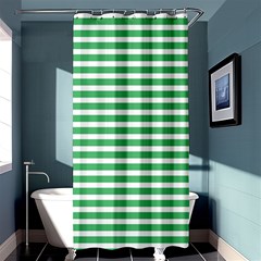 Horizontal Stripes Green Shower Curtain 36  X 72  (stall)  by Mariart