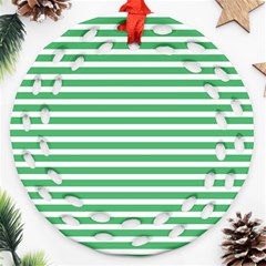 Horizontal Stripes Green Ornament (round Filigree) by Mariart