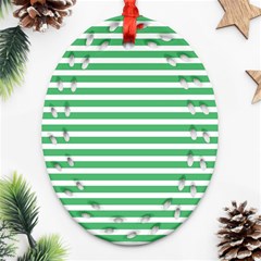 Horizontal Stripes Green Ornament (oval Filigree) by Mariart