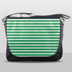 Horizontal Stripes Green Messenger Bags by Mariart