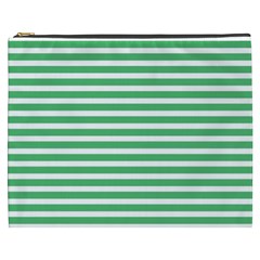 Horizontal Stripes Green Cosmetic Bag (xxxl)  by Mariart