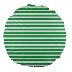 Horizontal Stripes Green Large 18  Premium Round Cushions by Mariart