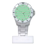 Horizontal Stripes Green Plastic Nurses Watch Front